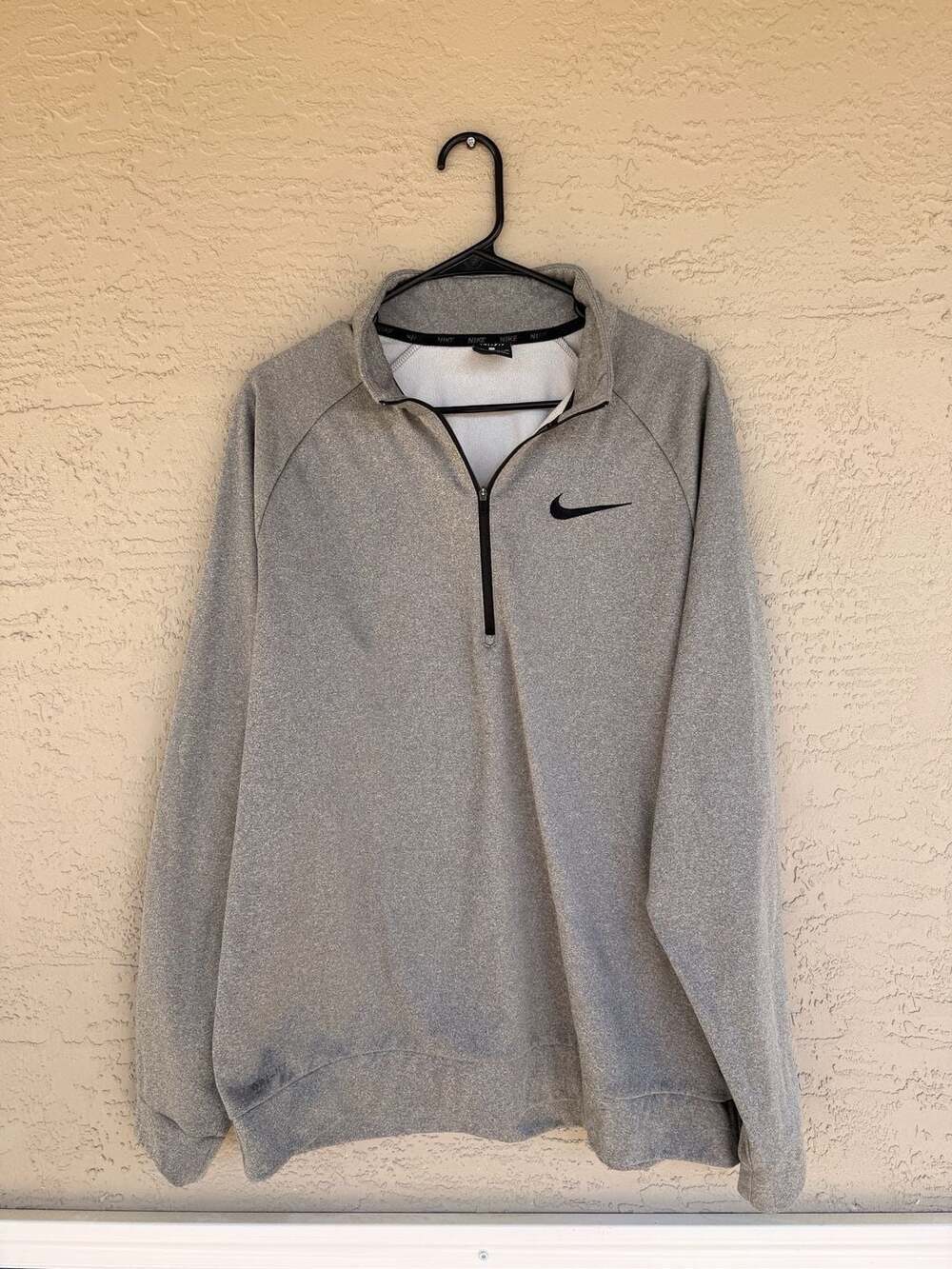 Nike Dri-FIT 1/4 Zip Pullover Men's Gray Workout Top - Size XL